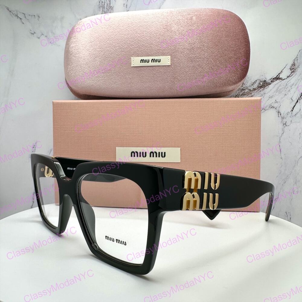 MIU MIU Womens Eyeglasses Black Square Full Rim frames 52-19mm Rx-able Womens - Picture 13 of 16